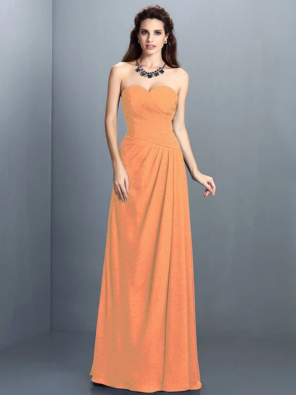 Gorgeous Sweetheart Pleats Sleeveless Long Chiffon Bridesmaid Dresses - Image 20