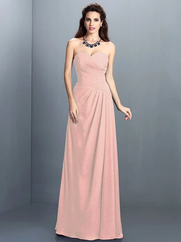 Gorgeous Sweetheart Pleats Sleeveless Long Chiffon Bridesmaid Dresses - Image 21