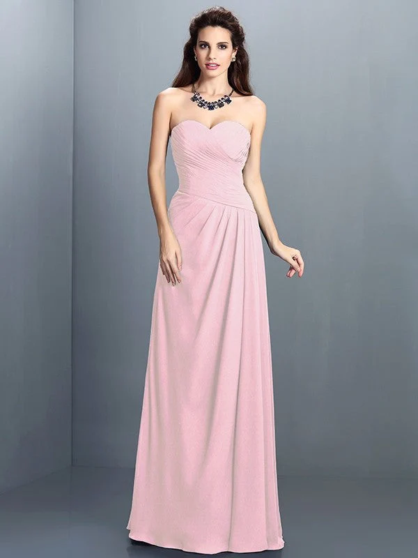 Gorgeous Sweetheart Pleats Sleeveless Long Chiffon Bridesmaid Dresses - Image 22