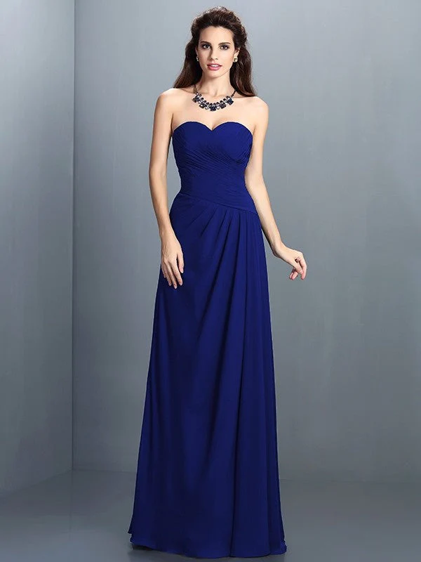 Gorgeous Sweetheart Pleats Sleeveless Long Chiffon Bridesmaid Dresses - Image 25