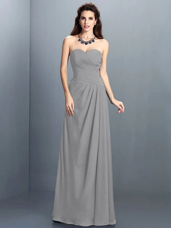 Gorgeous Sweetheart Pleats Sleeveless Long Chiffon Bridesmaid Dresses - Image 27