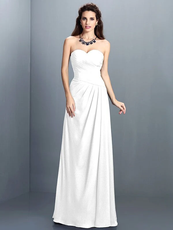 Gorgeous Sweetheart Pleats Sleeveless Long Chiffon Bridesmaid Dresses - Image 29