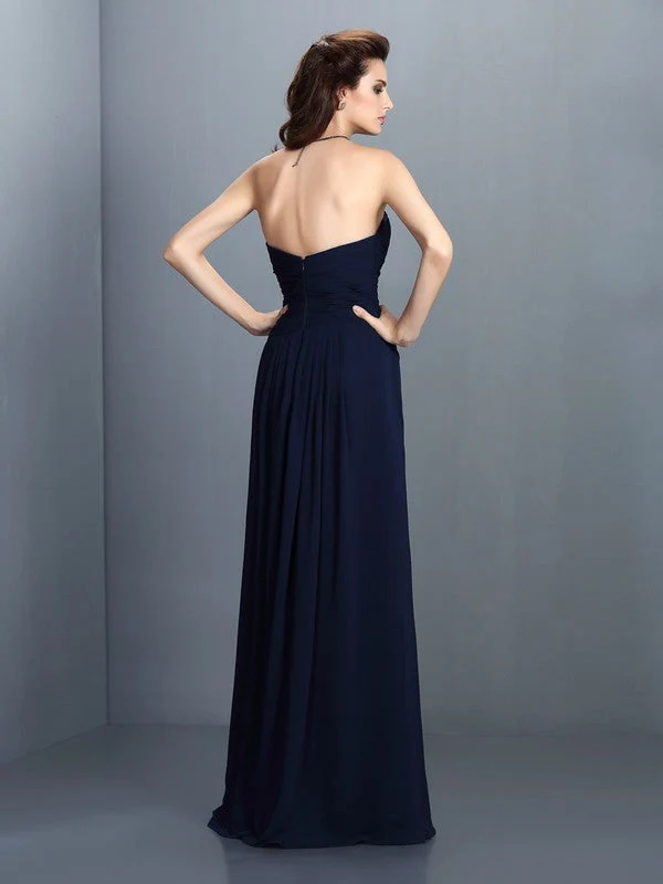 Gorgeous Sweetheart Pleats Sleeveless Long Chiffon Bridesmaid Dresses - Image 30