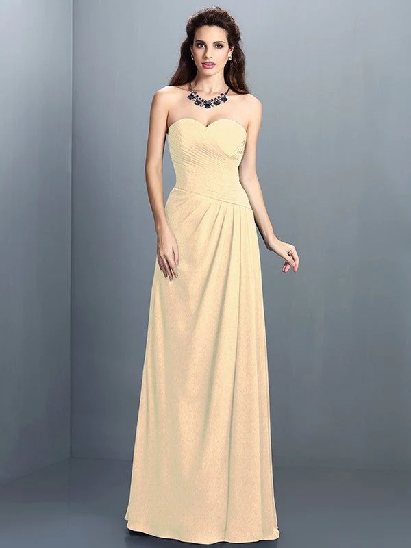 Gorgeous Sweetheart Pleats Sleeveless Long Chiffon Bridesmaid Dresses - Image 6