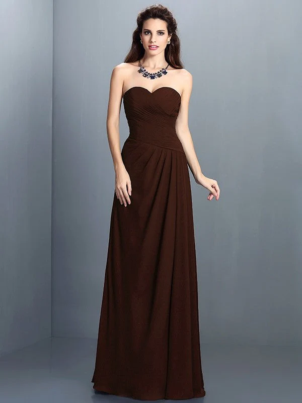 Gorgeous Sweetheart Pleats Sleeveless Long Chiffon Bridesmaid Dresses - Image 7