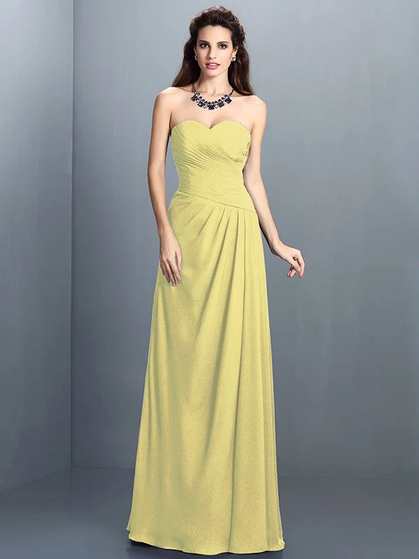 Gorgeous Sweetheart Pleats Sleeveless Long Chiffon Bridesmaid Dresses - Image 8