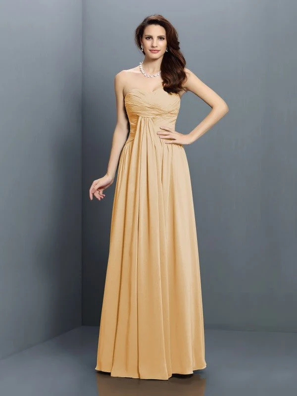 Gorgeous Sweetheart Pleats Sleeveless Long Satin Bridesmaid Dresses - Image 12