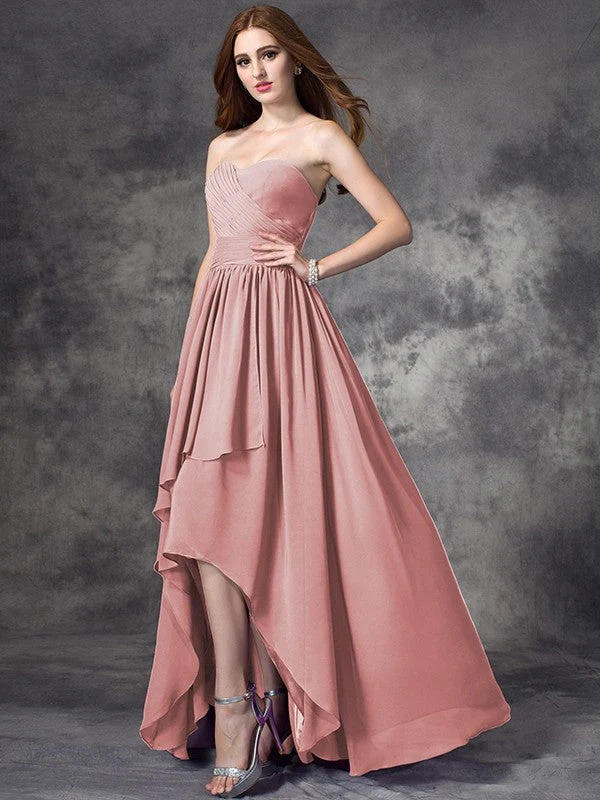 Gorgeous Sweetheart Ruffles Sleeveless High Low Chiffon Bridesmaid Dresses - Image 21