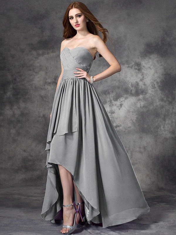 Gorgeous Sweetheart Ruffles Sleeveless High Low Chiffon Bridesmaid Dresses - Image 26