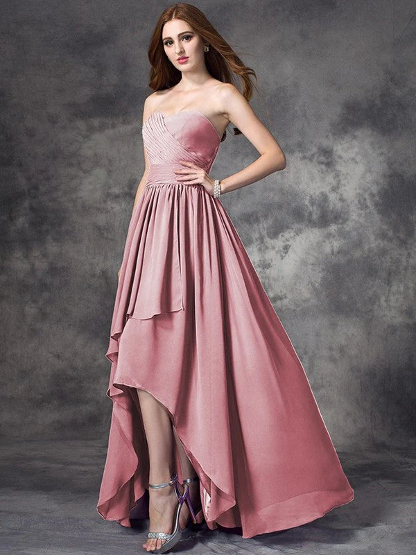Gorgeous Sweetheart Ruffles Sleeveless High Low Chiffon Bridesmaid Dresses - Image 29