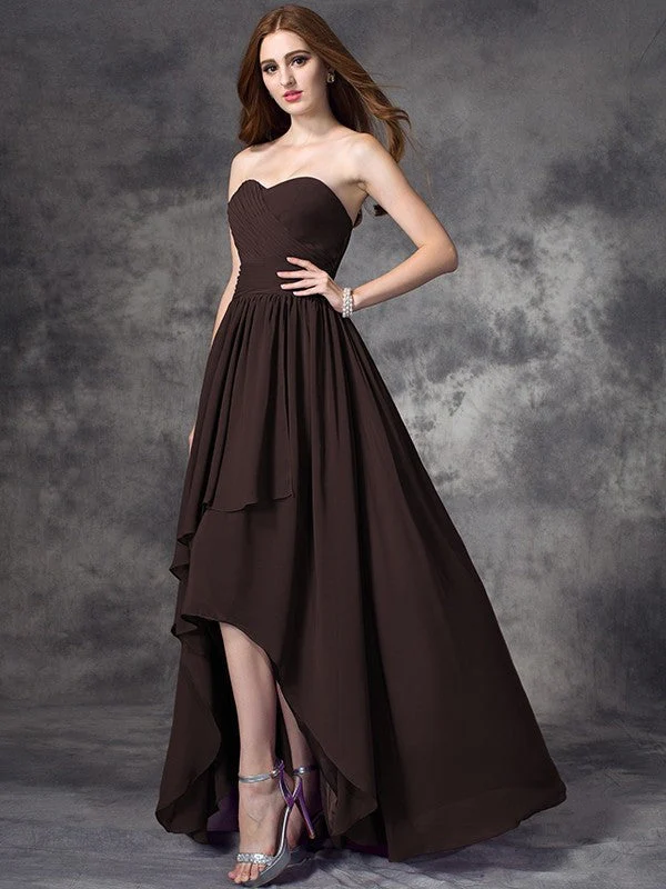 Gorgeous Sweetheart Ruffles Sleeveless High Low Chiffon Bridesmaid Dresses - Image 7