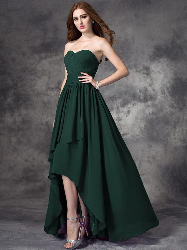 Gorgeous Sweetheart Ruffles Sleeveless High Low Chiffon Bridesmaid Dresses - Image 9
