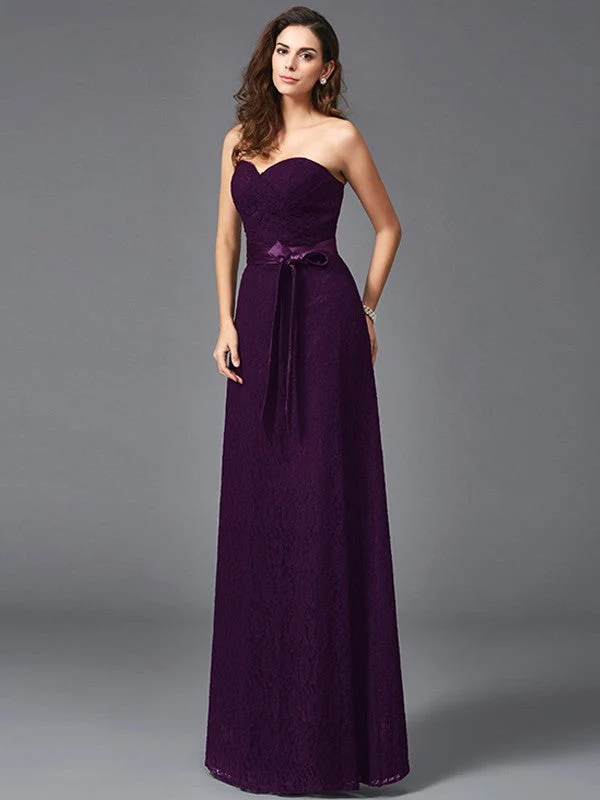 Gorgeous Sweetheart Sash/Ribbon/Belt Sleeveless Long Lace Bridesmaid dresses - Image 12
