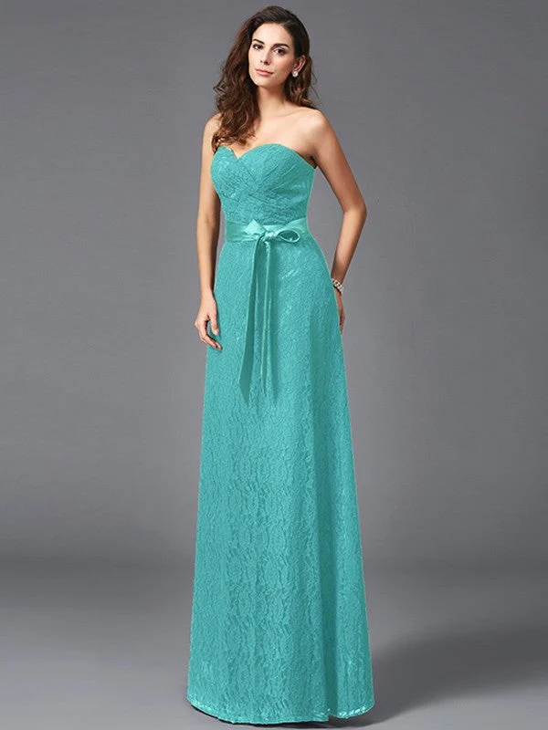 Gorgeous Sweetheart Sash/Ribbon/Belt Sleeveless Long Lace Bridesmaid dresses - Image 15