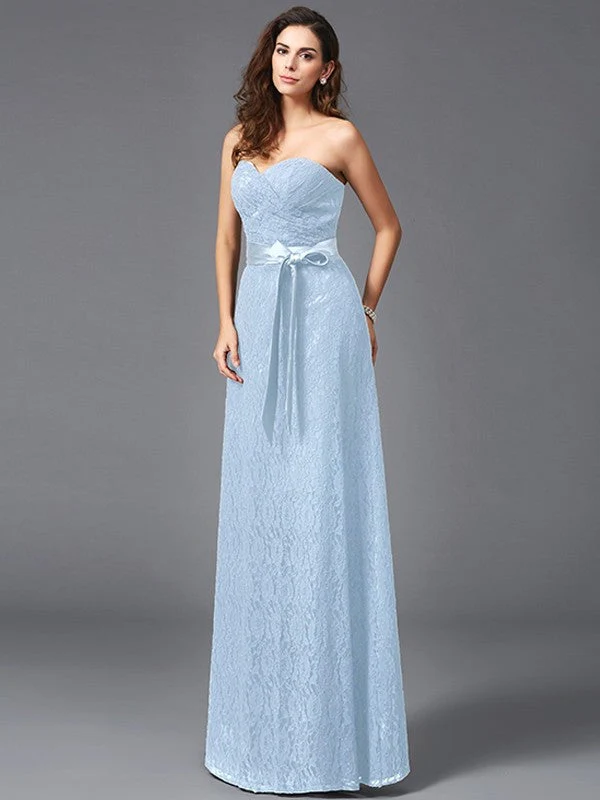 Gorgeous Sweetheart Sash/Ribbon/Belt Sleeveless Long Lace Bridesmaid dresses - Image 16