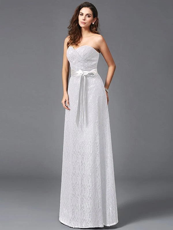 Gorgeous Sweetheart Sash/Ribbon/Belt Sleeveless Long Lace Bridesmaid dresses - Image 17