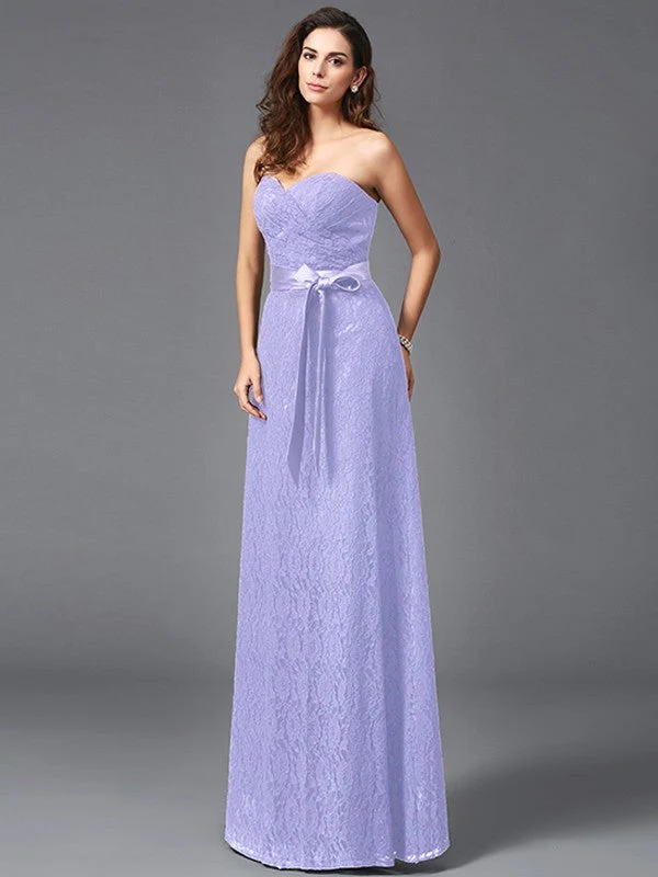 Gorgeous Sweetheart Sash/Ribbon/Belt Sleeveless Long Lace Bridesmaid dresses - Image 18