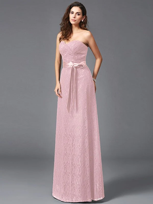 Gorgeous Sweetheart Sash/Ribbon/Belt Sleeveless Long Lace Bridesmaid dresses - Image 19