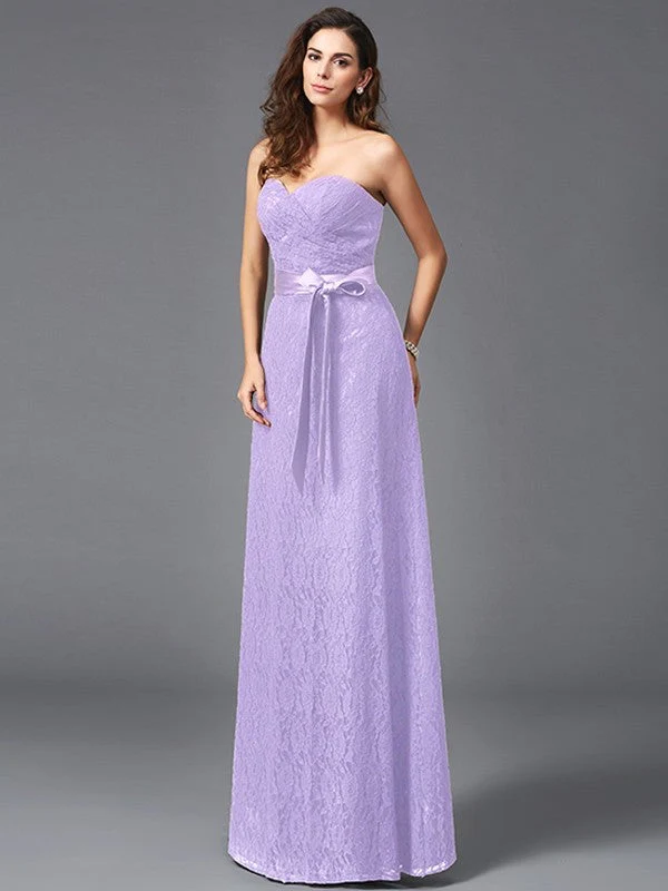 Gorgeous Sweetheart Sash/Ribbon/Belt Sleeveless Long Lace Bridesmaid dresses - Image 20