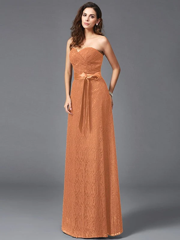 Gorgeous Sweetheart Sash/Ribbon/Belt Sleeveless Long Lace Bridesmaid dresses - Image 21