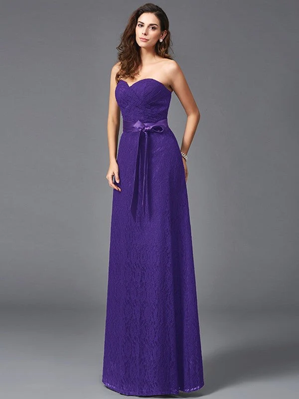 Gorgeous Sweetheart Sash/Ribbon/Belt Sleeveless Long Lace Bridesmaid dresses - Image 24