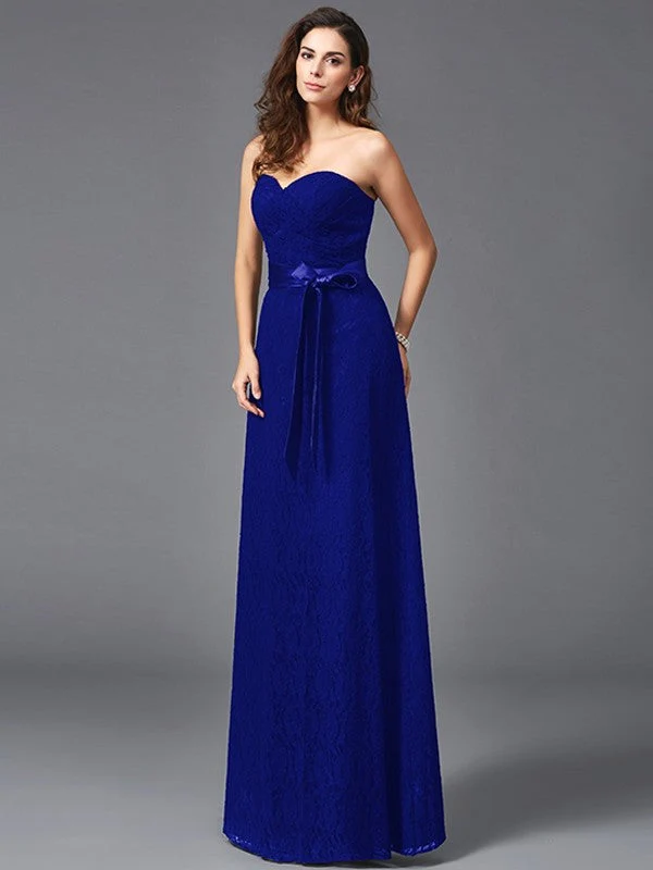 Gorgeous Sweetheart Sash/Ribbon/Belt Sleeveless Long Lace Bridesmaid dresses - Image 25