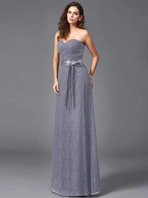 Gorgeous Sweetheart Sash/Ribbon/Belt Sleeveless Long Lace Bridesmaid dresses - Image 26