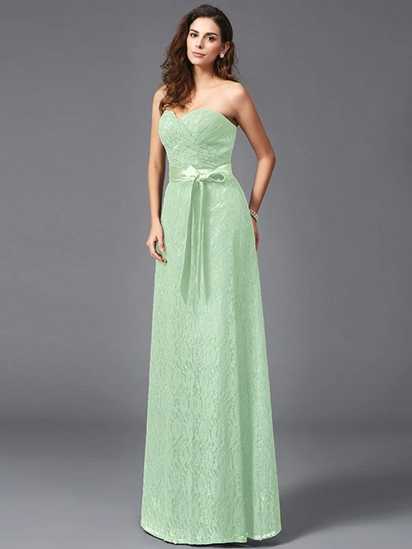 Gorgeous Sweetheart Sash/Ribbon/Belt Sleeveless Long Lace Bridesmaid dresses - Image 27