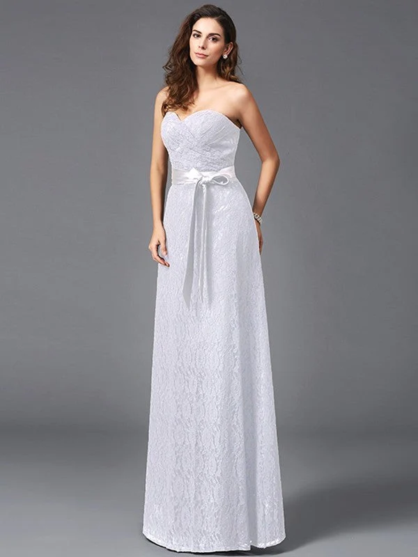Gorgeous Sweetheart Sash/Ribbon/Belt Sleeveless Long Lace Bridesmaid dresses - Image 28