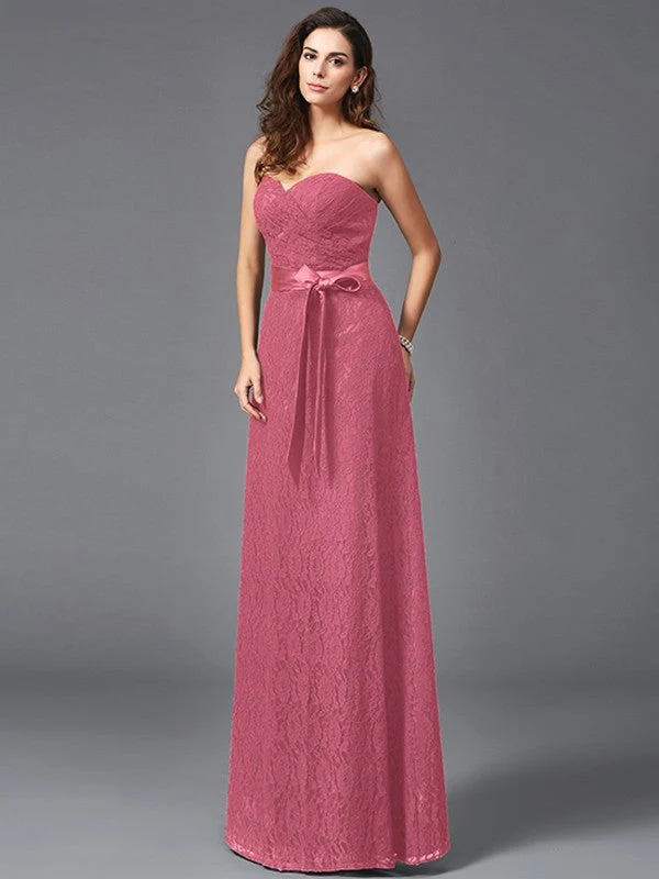 Gorgeous Sweetheart Sash/Ribbon/Belt Sleeveless Long Lace Bridesmaid dresses - Image 29