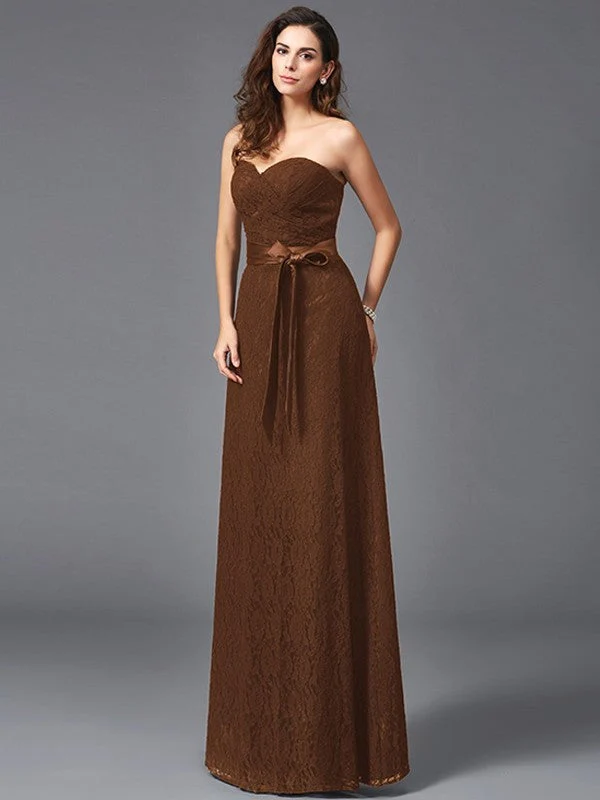 Gorgeous Sweetheart Sash/Ribbon/Belt Sleeveless Long Lace Bridesmaid dresses - Image 3