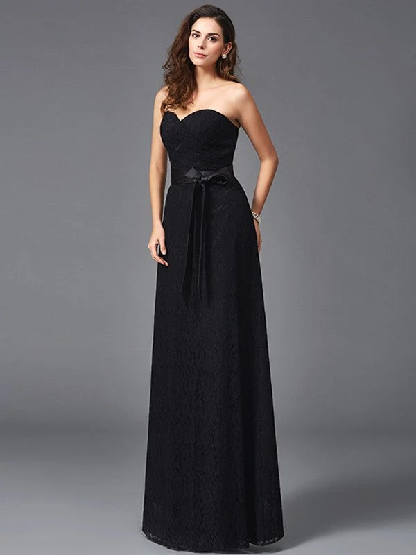 Gorgeous Sweetheart Sash/Ribbon/Belt Sleeveless Long Lace Bridesmaid dresses - Image 4