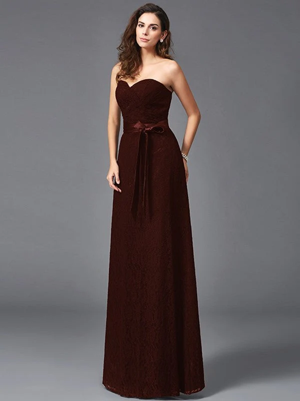Gorgeous Sweetheart Sash/Ribbon/Belt Sleeveless Long Lace Bridesmaid dresses - Image 5