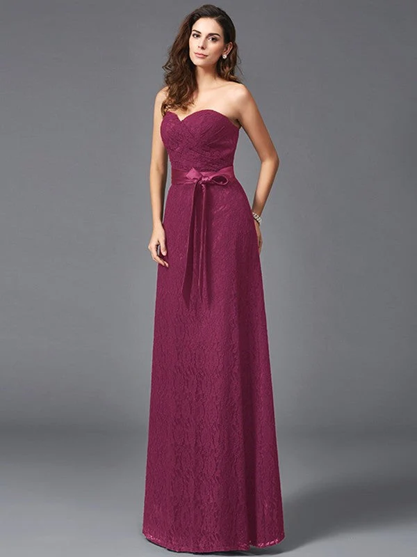 Gorgeous Sweetheart Sash/Ribbon/Belt Sleeveless Long Lace Bridesmaid dresses - Image 7
