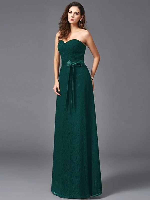 Gorgeous Sweetheart Sash/Ribbon/Belt Sleeveless Long Lace Bridesmaid dresses - Image 9