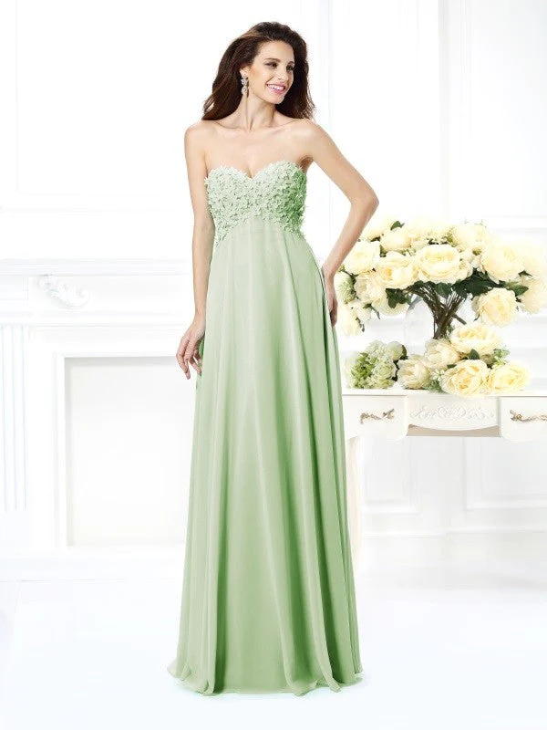 Gorgeous Sweetheart Sleeveless Long Chiffon Bridesmaid Dresses - Image 26
