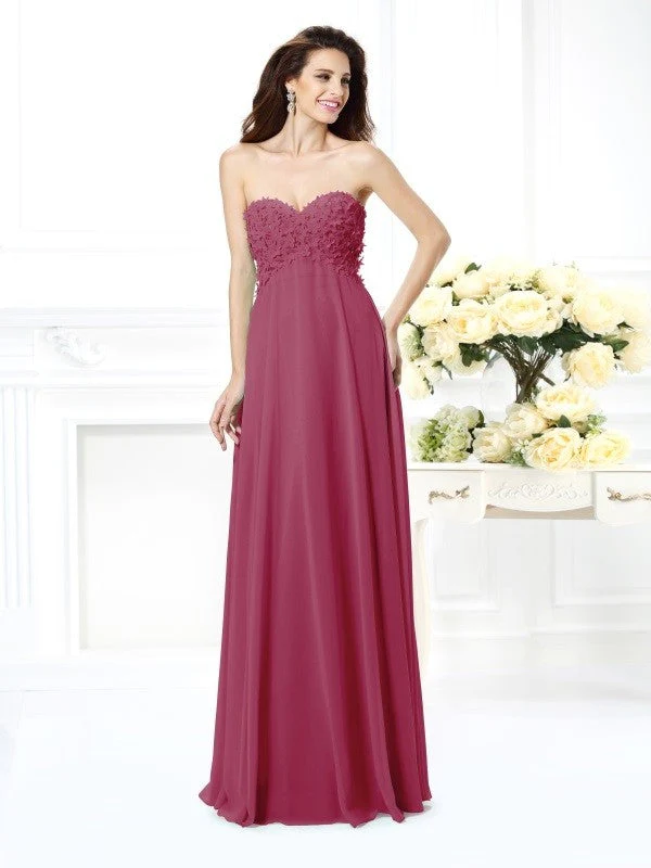 Gorgeous Sweetheart Sleeveless Long Chiffon Bridesmaid Dresses - Image 5