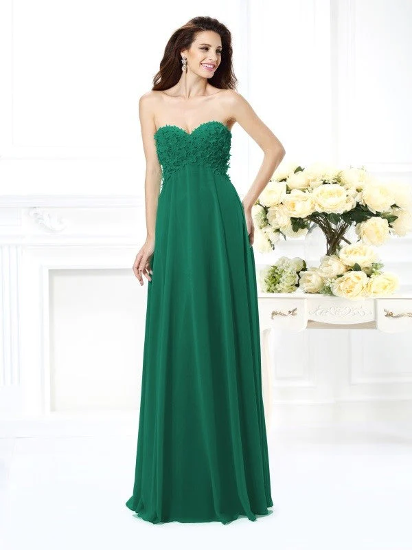Gorgeous Sweetheart Sleeveless Long Chiffon Bridesmaid Dresses - Image 9