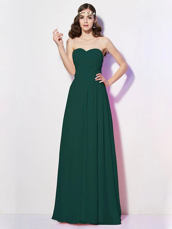 Gorgeous Sweetheart Sleeveless Long Pleats Chiffon Bridesmaid Dresses - Image 10