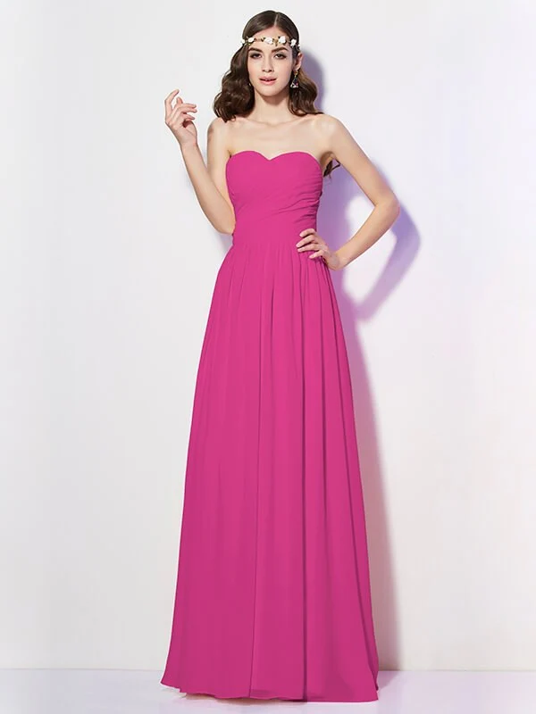 Gorgeous Sweetheart Sleeveless Long Pleats Chiffon Bridesmaid Dresses - Image 11