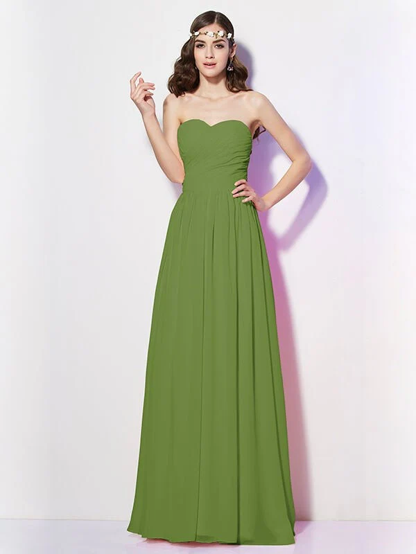 Gorgeous Sweetheart Sleeveless Long Pleats Chiffon Bridesmaid Dresses - Image 13