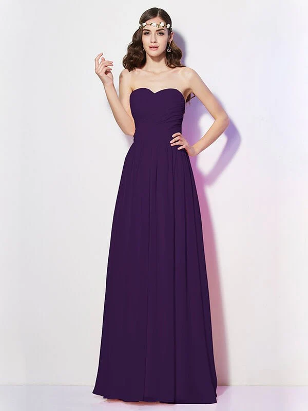 Gorgeous Sweetheart Sleeveless Long Pleats Chiffon Bridesmaid Dresses - Image 14