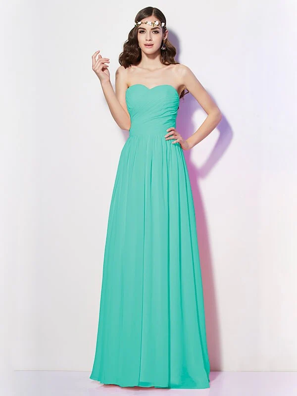 Gorgeous Sweetheart Sleeveless Long Pleats Chiffon Bridesmaid Dresses - Image 15