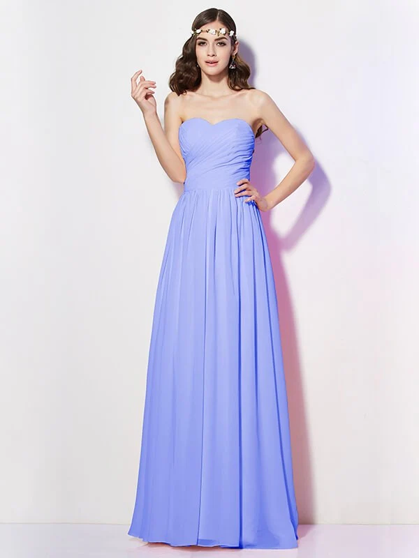 Gorgeous Sweetheart Sleeveless Long Pleats Chiffon Bridesmaid Dresses - Image 16