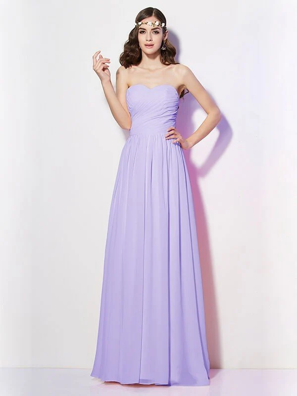 Gorgeous Sweetheart Sleeveless Long Pleats Chiffon Bridesmaid Dresses - Image 17