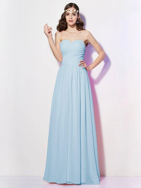 Gorgeous Sweetheart Sleeveless Long Pleats Chiffon Bridesmaid Dresses - Image 18