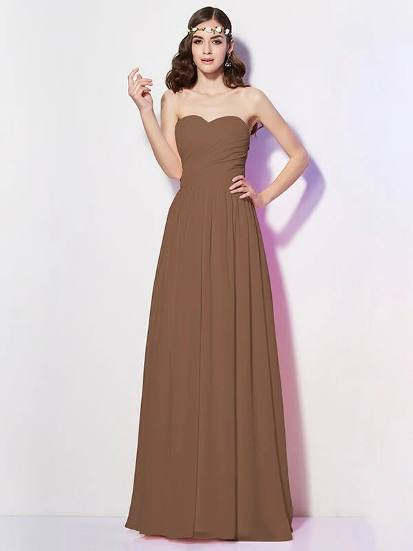 Gorgeous Sweetheart Sleeveless Long Pleats Chiffon Bridesmaid Dresses - Image 2