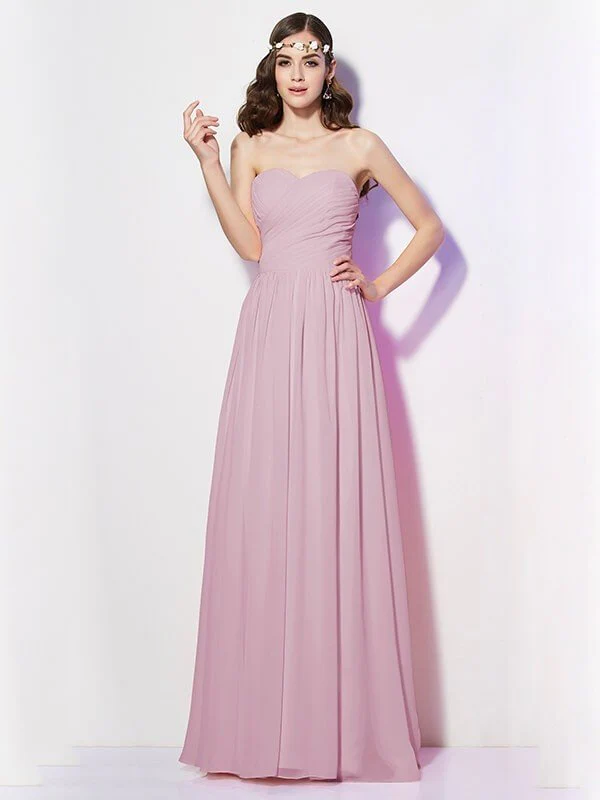 Gorgeous Sweetheart Sleeveless Long Pleats Chiffon Bridesmaid Dresses - Image 20