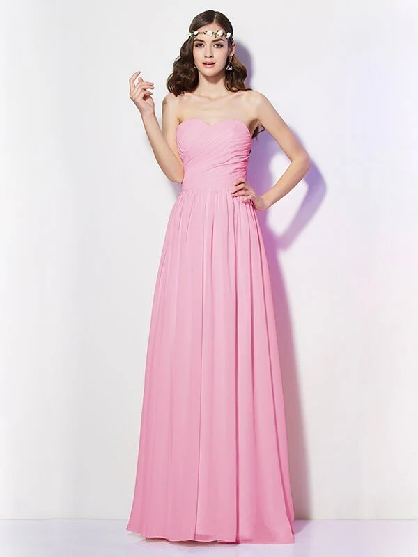 Gorgeous Sweetheart Sleeveless Long Pleats Chiffon Bridesmaid Dresses - Image 21