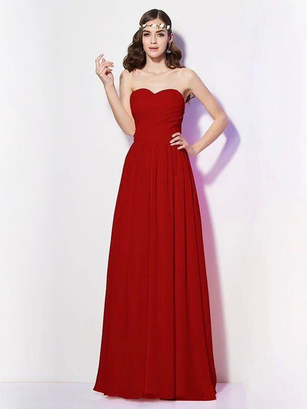 Gorgeous Sweetheart Sleeveless Long Pleats Chiffon Bridesmaid Dresses - Image 22